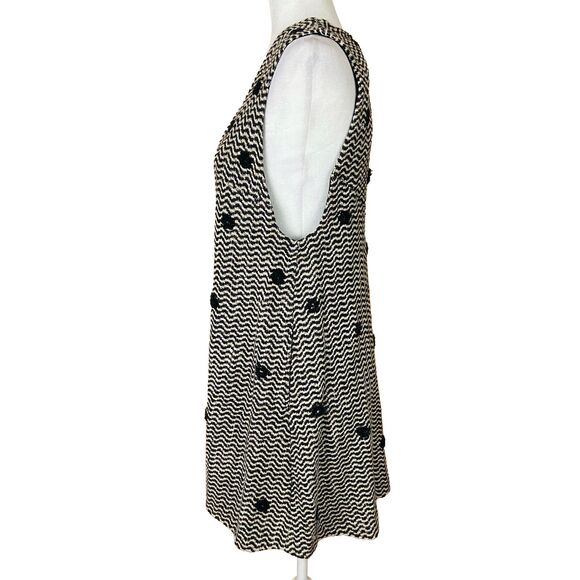 Free People Mod Mini A-Line Jumper Dress Size S Woven Polka Dot V-Neck Pockets - Picture 2 of 7
